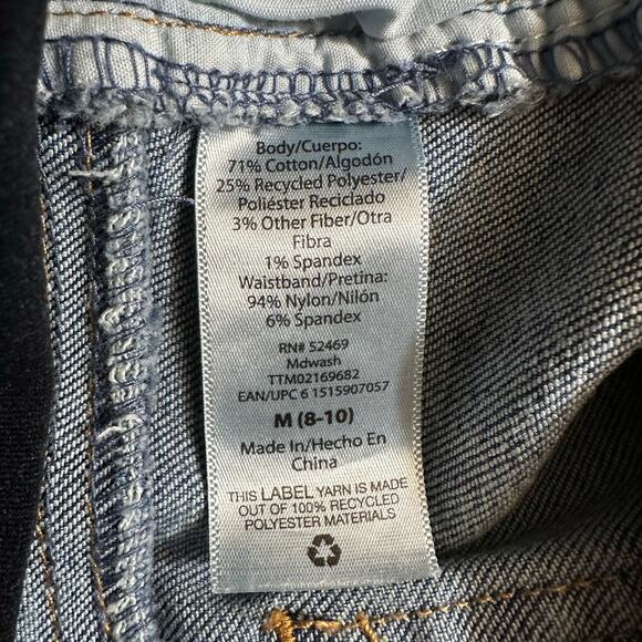 Time and Tru Maternity Denim Cuffed Frayed Bermuda Shorts Full Belly Band M 8-10 - Picture 7 of 8